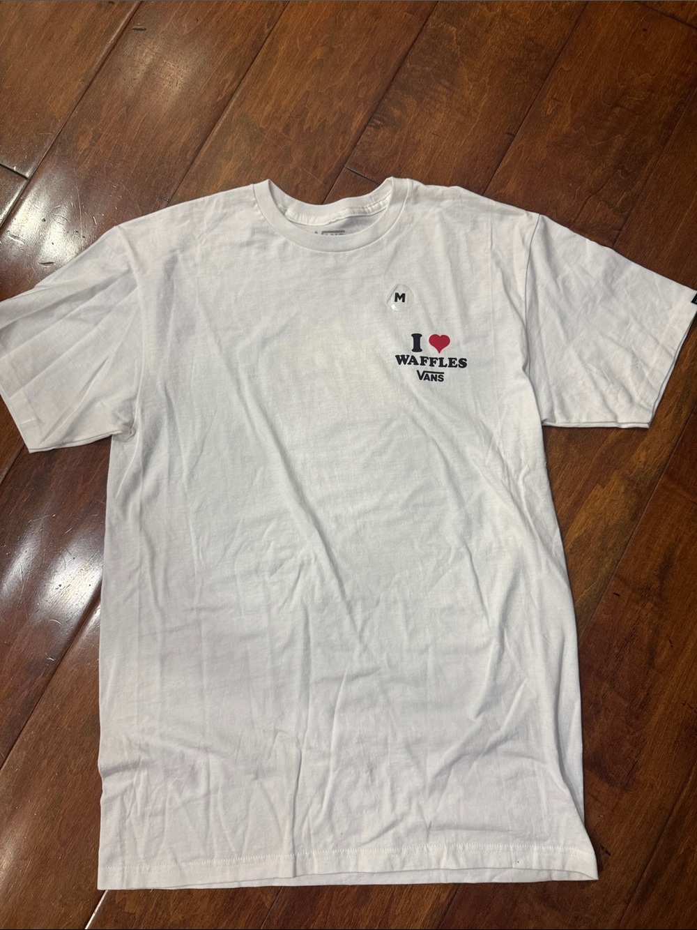 NWOT Vans White Short Sleeve Tee with I ♥ Waffles Graphic Mens M